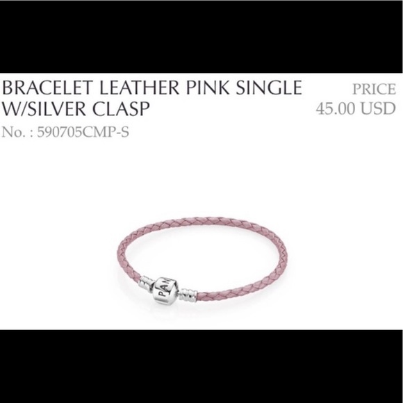 ๐ PANDORA Sterling Silver Pink Leather Bracelet 7 - Picture 6 of 7